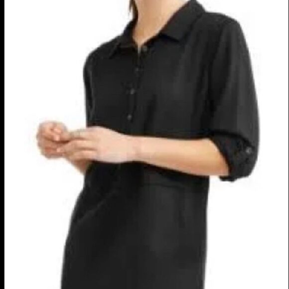 Time and Tru black Tencel dress tunic with tabbed sleeves and pockets - Picture 2 of 9